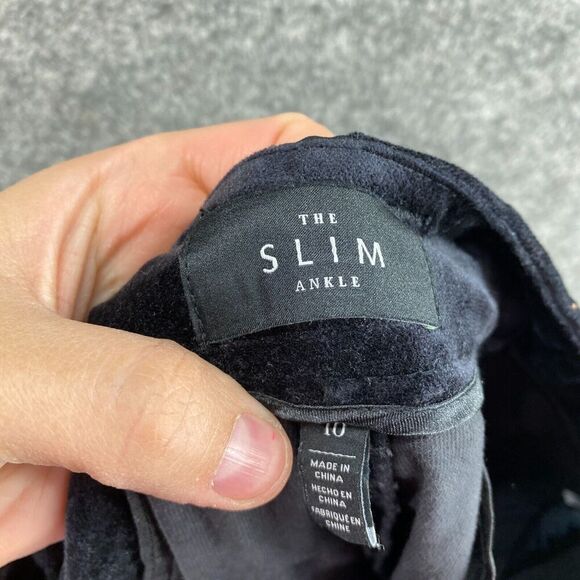 WHBL Pants Women 10 Black Mid Rise Flat Front The Slim Ankle Skinny - Picture 8 of 12